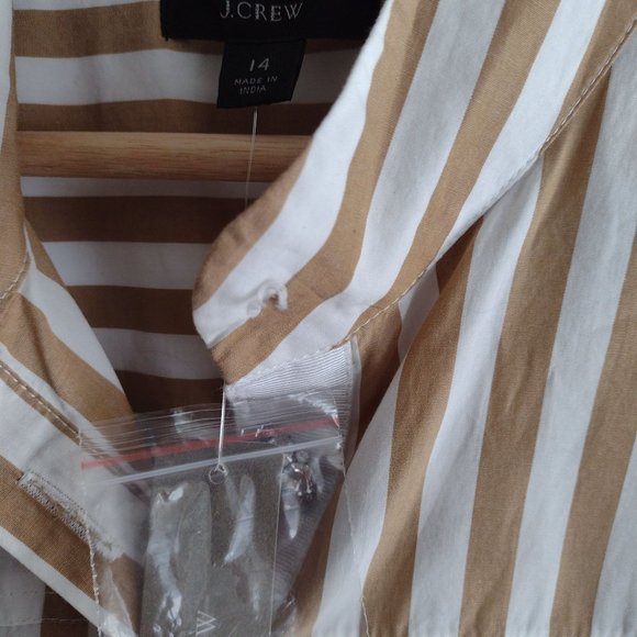 SALE! NWT JCrew Striped Blouse size 14 Latte White Fun Button details - Picture 10 of 11